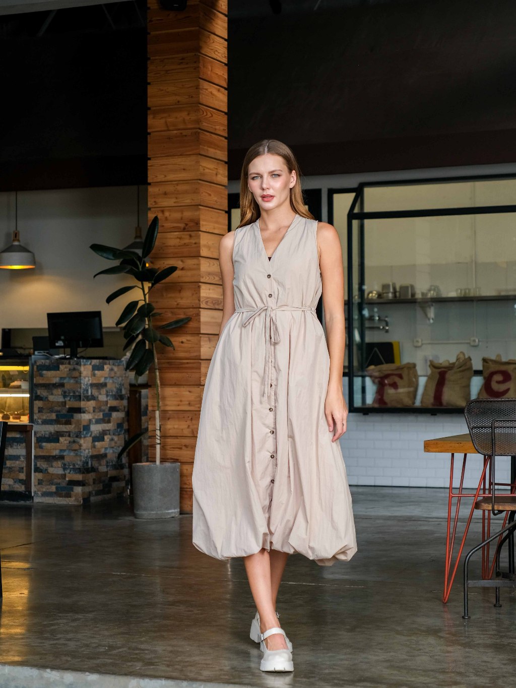 Asiro Sifa Dress Poly Cotton Gaun Tanpa Lengan Pakaian Wanita