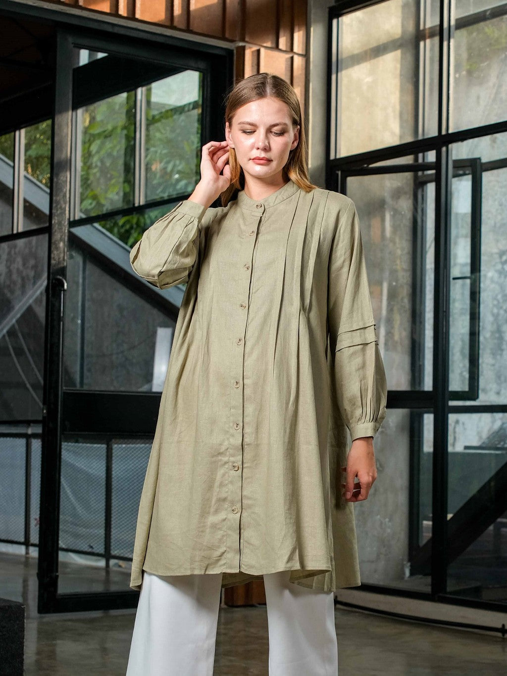 Asiro Poppy Top Blouse Linen Pakaian Atasan Wanita