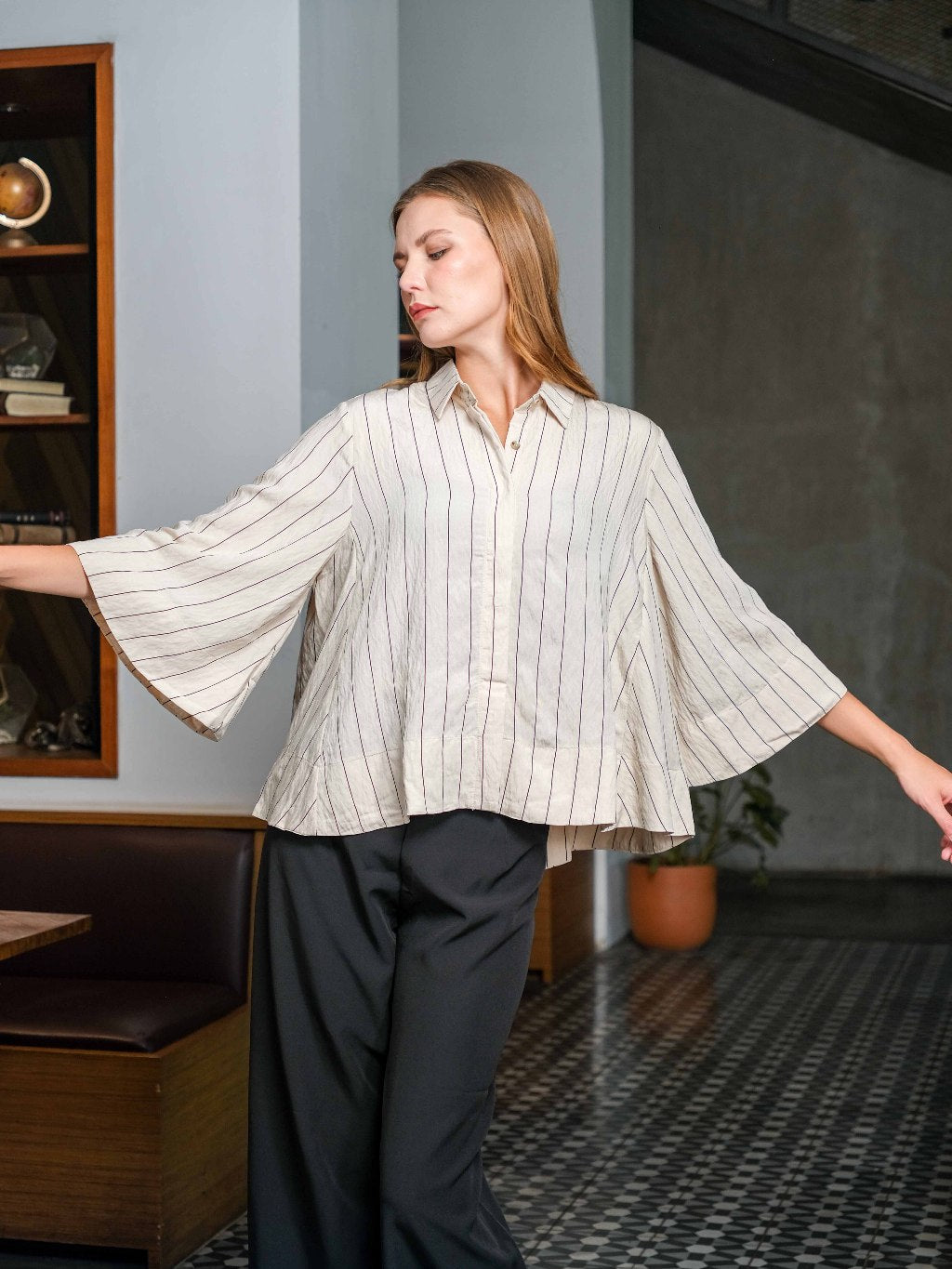 Asiro Kyo Linen Blouse Kemeja Atasan Wanita