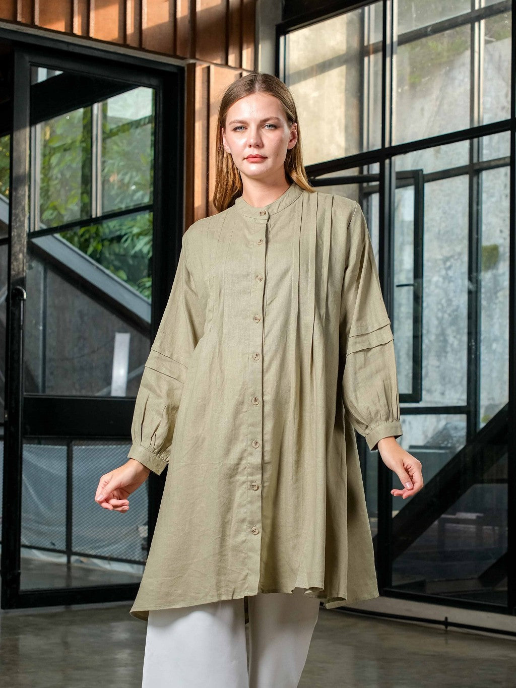 Asiro Poppy Top Blouse Linen Pakaian Atasan Wanita