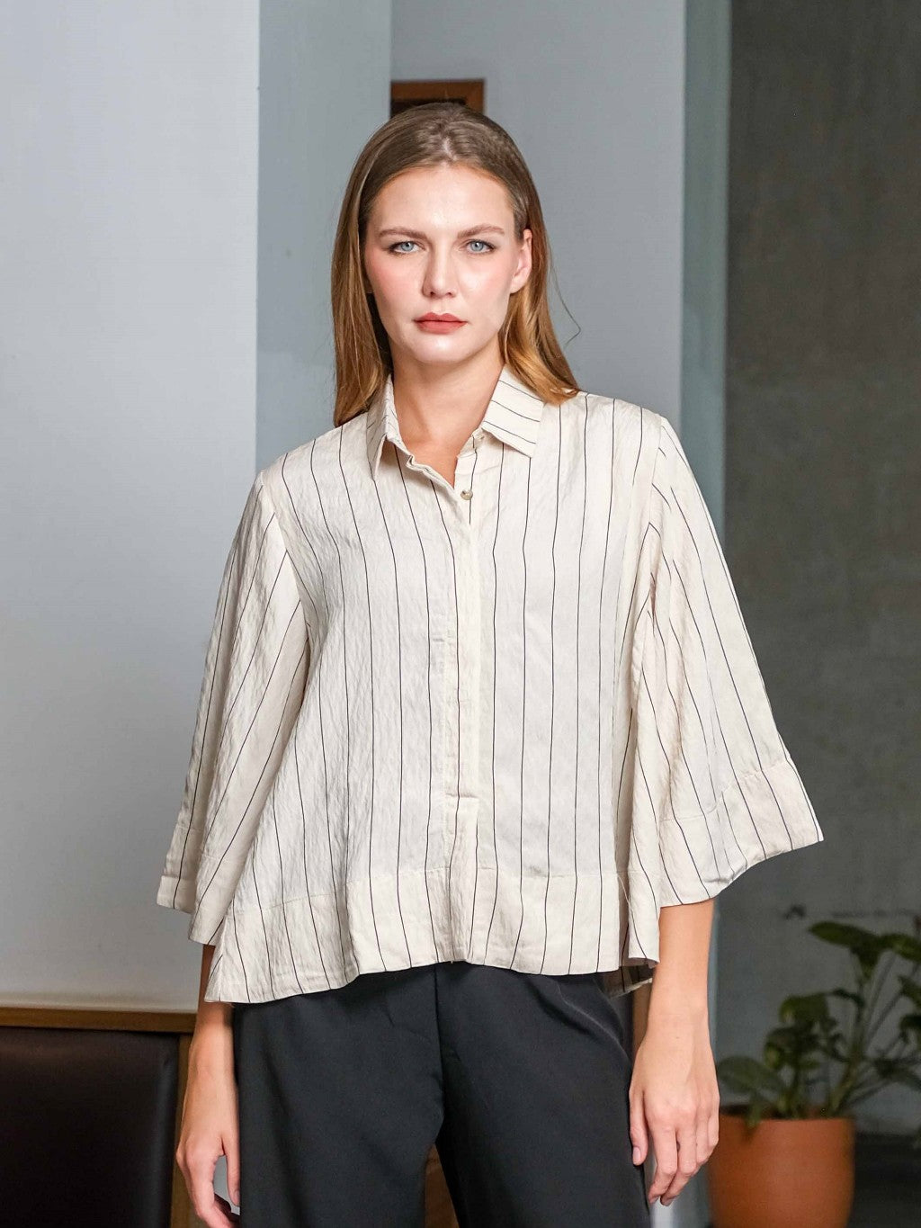 Asiro Kyo Linen Blouse Kemeja Atasan Wanita
