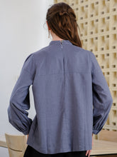 Load image into Gallery viewer, Asiro Carmen Top Linen Shirt Blouse Stripe Atasan Wanita Lengan Panjang

