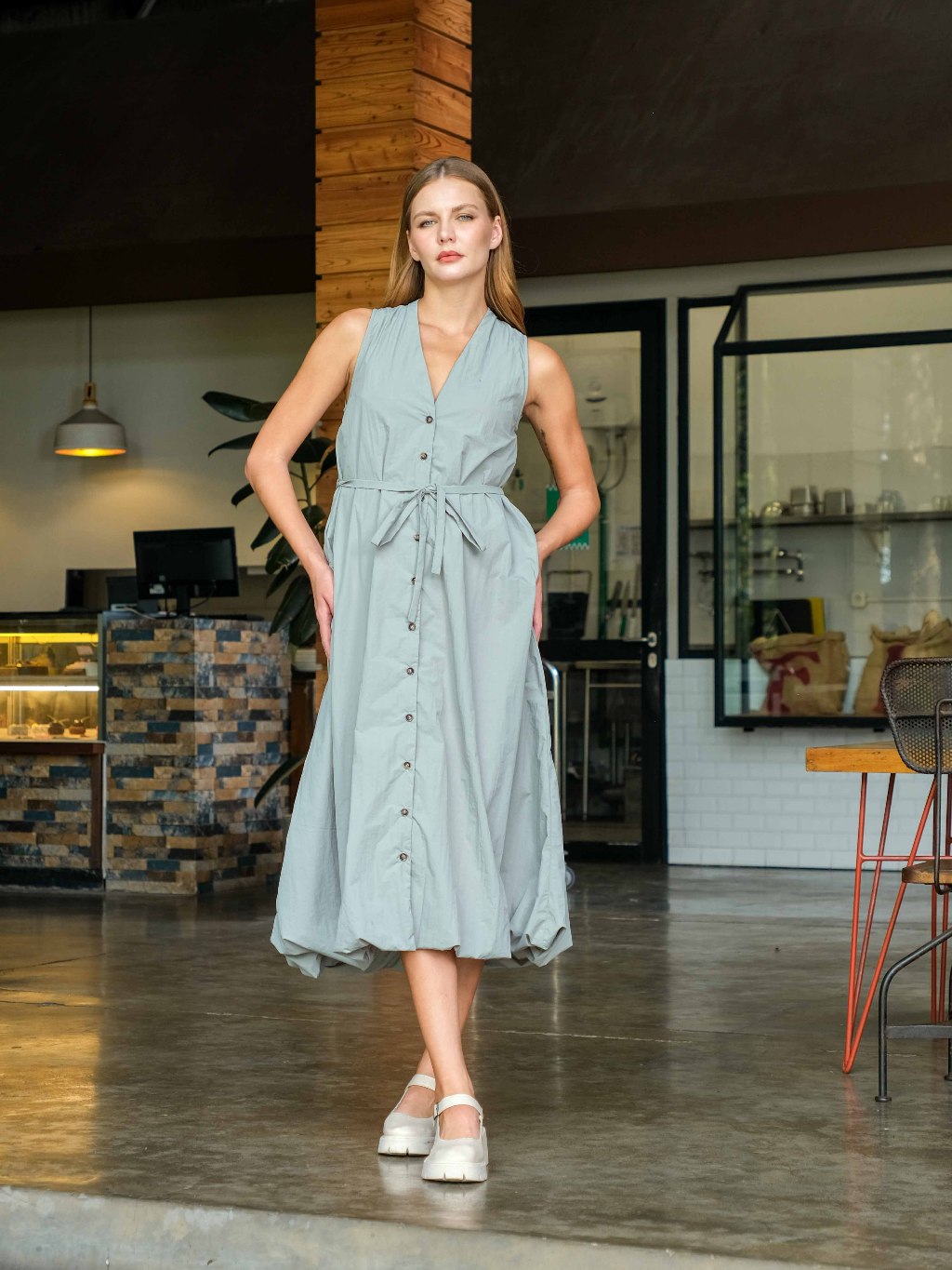 Asiro Sifa Dress Poly Cotton Gaun Tanpa Lengan Pakaian Wanita