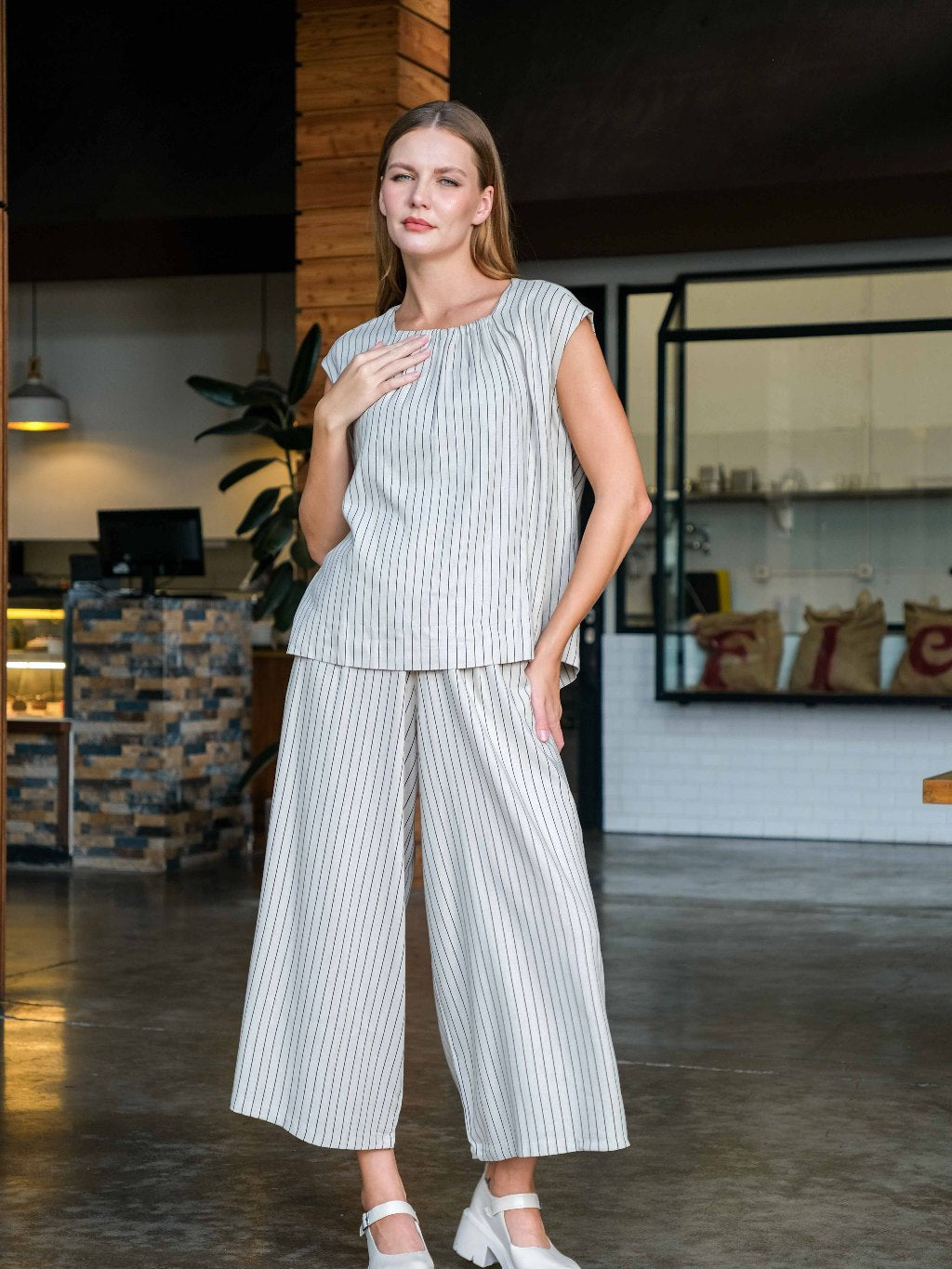 Asiro Briza Set Linen Setelan Wanita Stripe