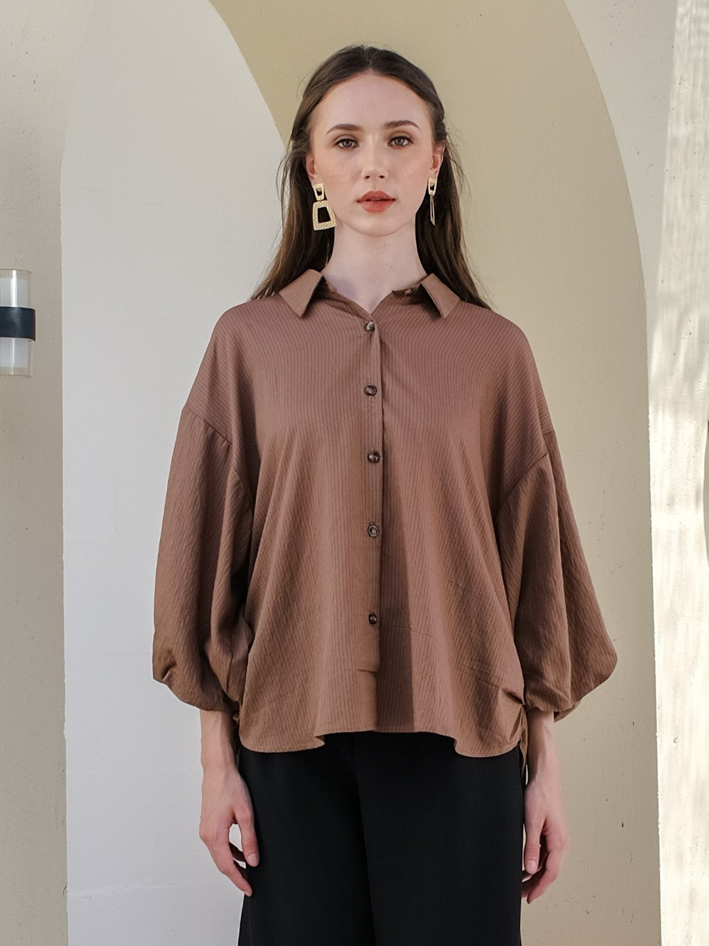 Asiro Zee Blouse Stripe Kemeja Polycotton Atasan Wanita