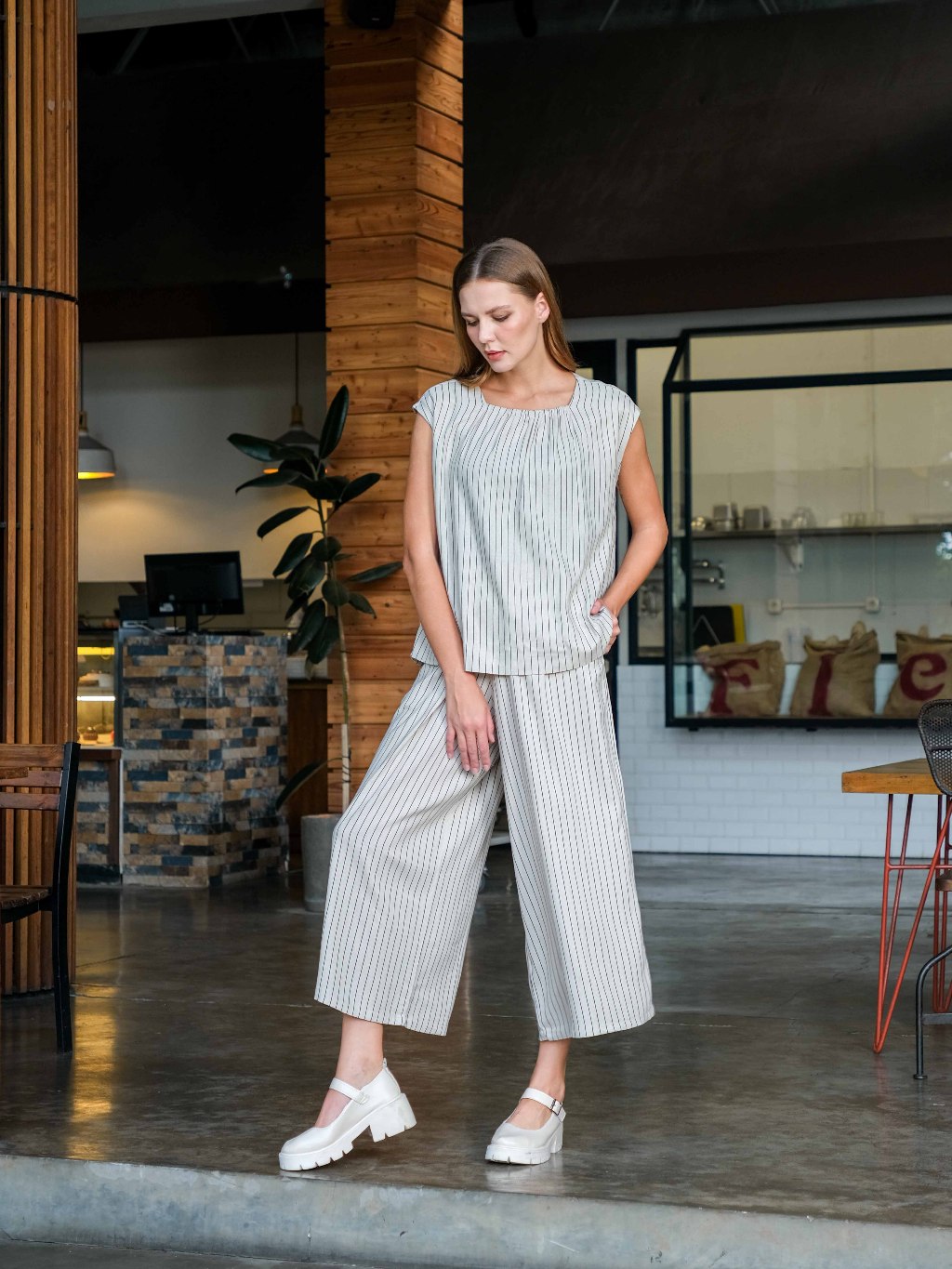 Asiro Briza Set Linen Setelan Wanita Stripe