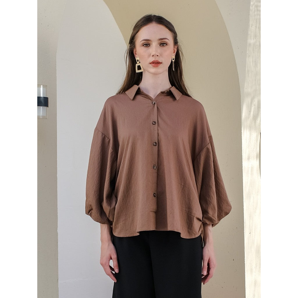 Asiro Zee Blouse Stripe Kemeja Polycotton Atasan Wanita