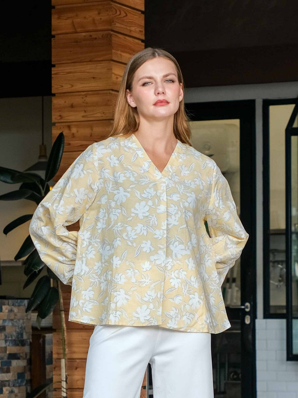 Asiro Ulina Linen Blouse Atasan Pakaian Wanita Lengan Panjang