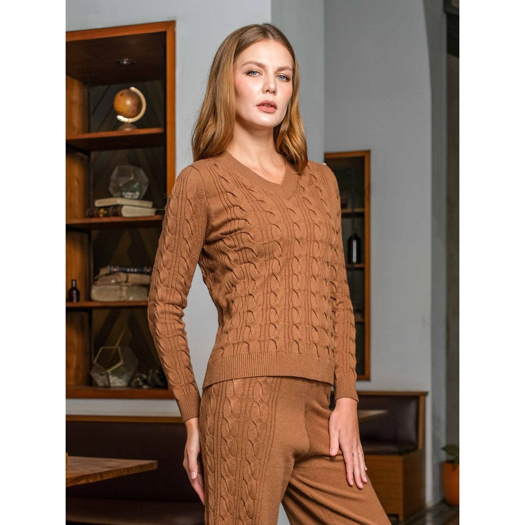 Asiro Nerva Blouse Knitted Kei Pants Knitted Set Wanita