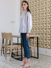 Load image into Gallery viewer, Asiro Carmen Top Linen Shirt Blouse Stripe Atasan Wanita Lengan Panjang
