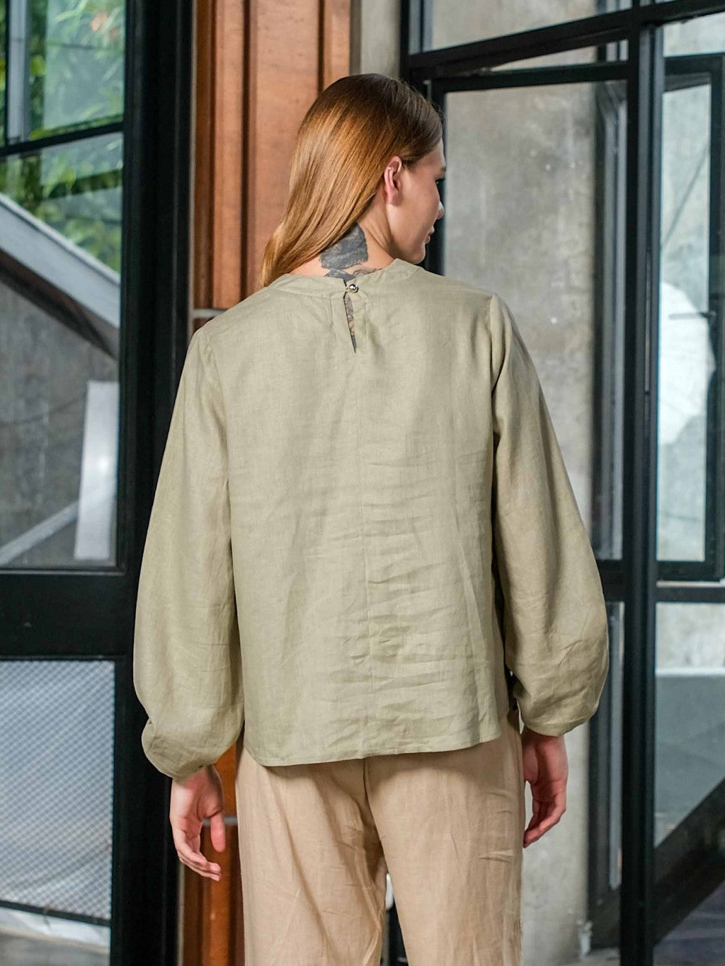 Asiro Ulina Linen Blouse Atasan Pakaian Wanita Lengan Panjang
