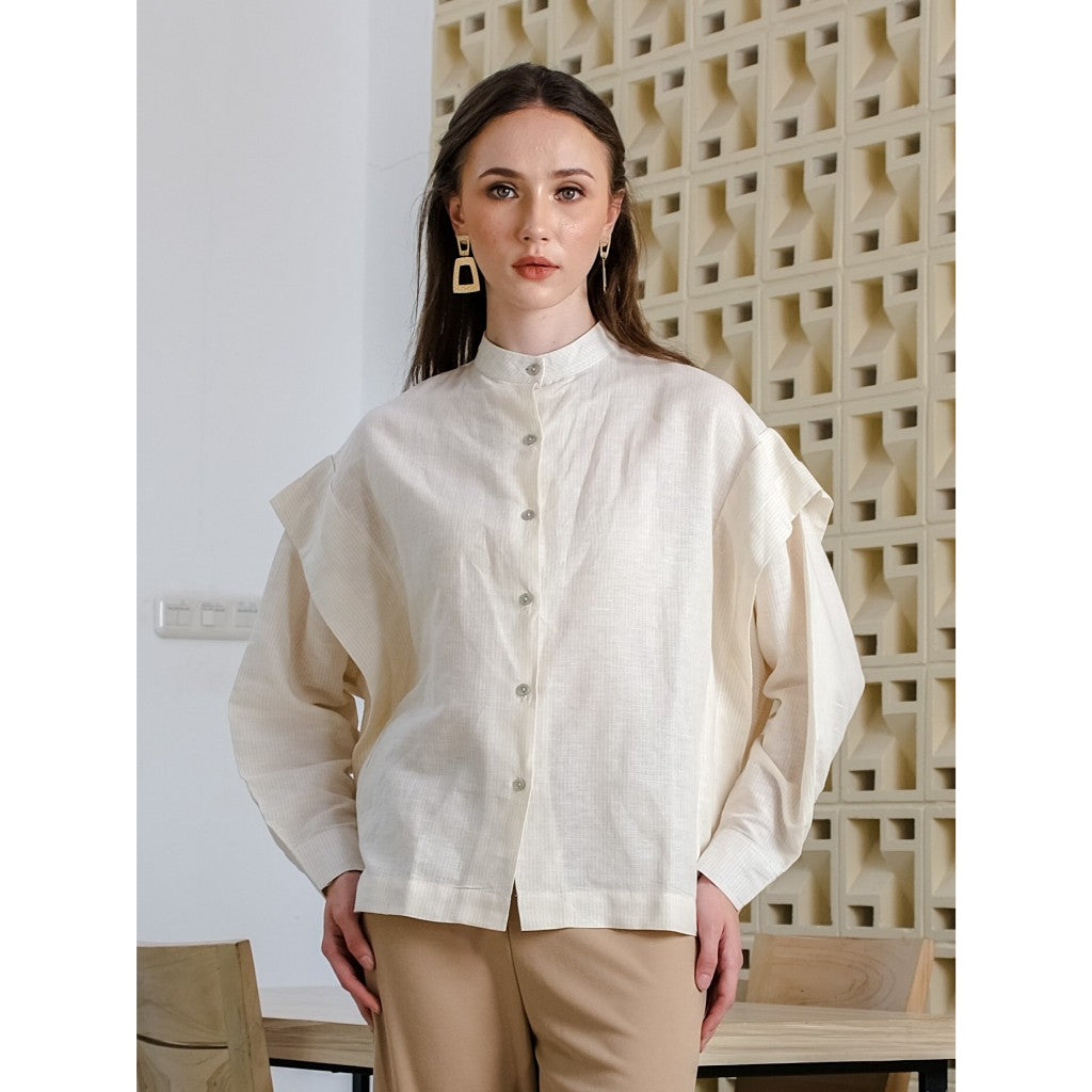 Asiro Lola Blouse Linen Top Atasan Wanita Lengan Panjang
