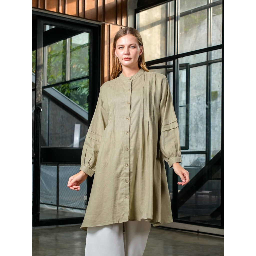 Asiro Poppy Top Blouse Linen Pakaian Atasan Wanita