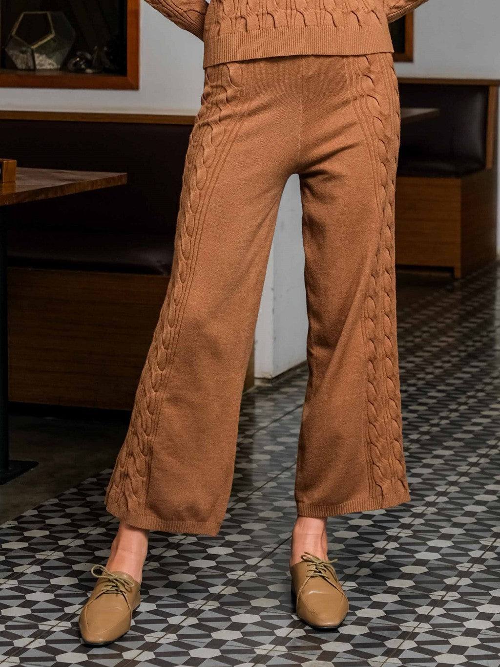 Asiro Nerva Blouse Knitted Kei Pants Knitted Set Wanita