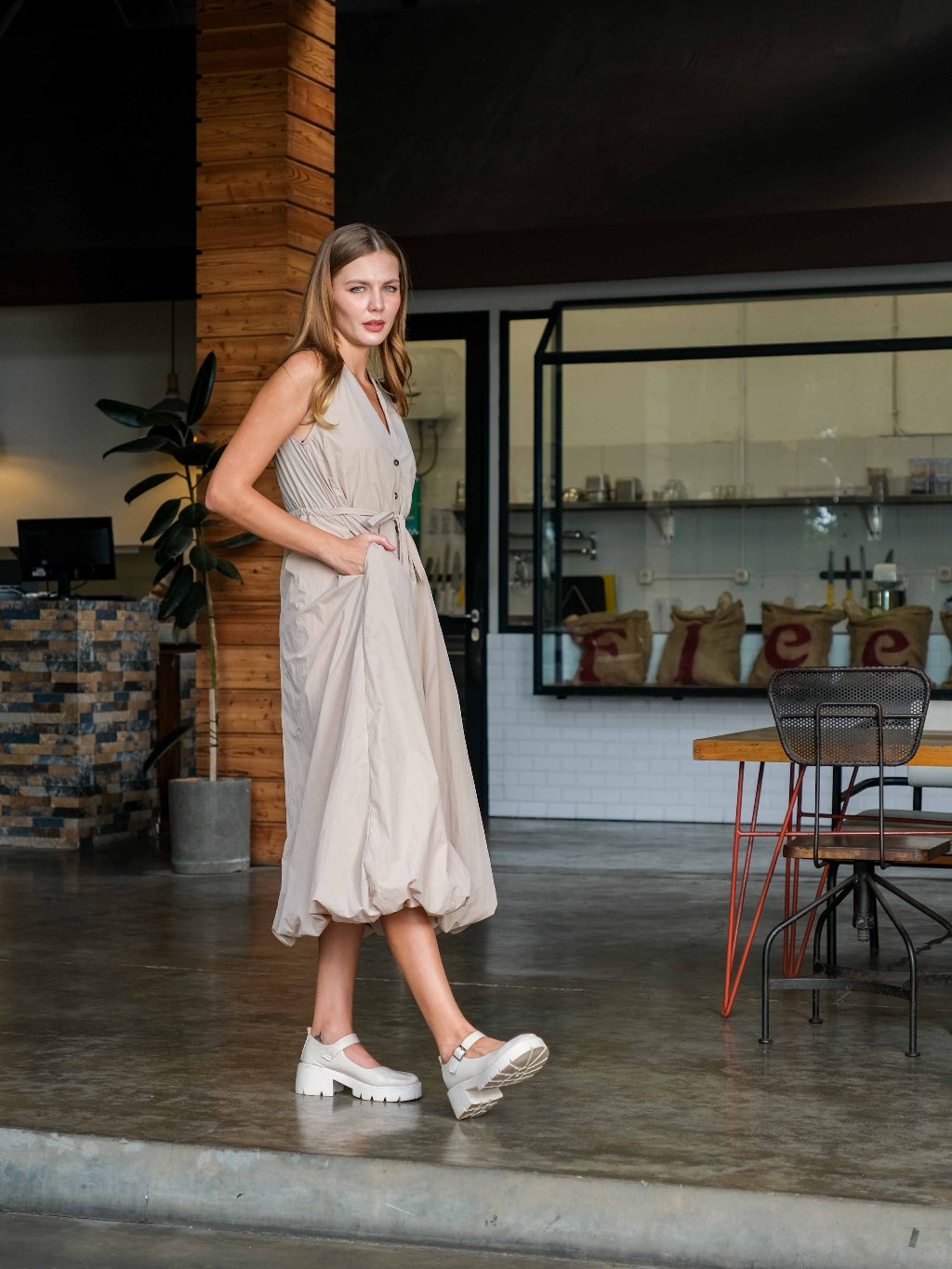 Asiro Sifa Dress Poly Cotton Gaun Tanpa Lengan Pakaian Wanita