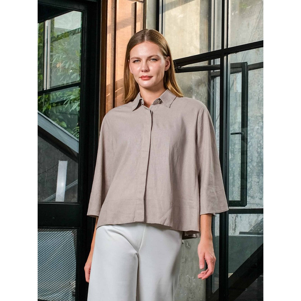 Asiro Kyo Linen Blouse Kemeja Atasan Wanita