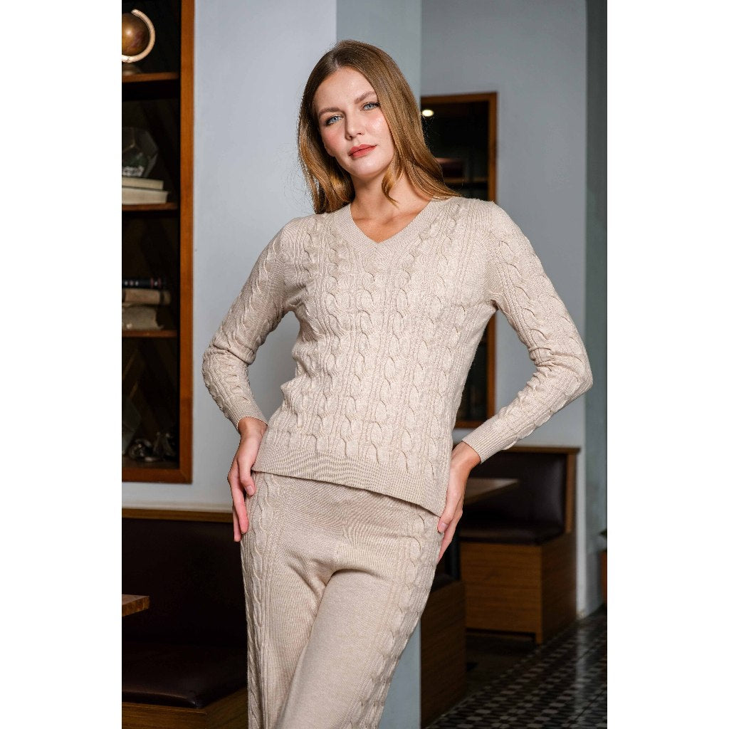 Asiro Nerva Blouse Knitted Kei Pants Knitted Set Wanita