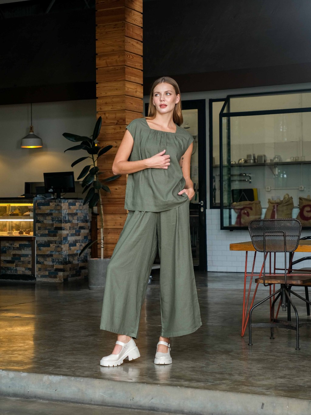 Asiro Briza Set Linen Setelan Wanita Stripe