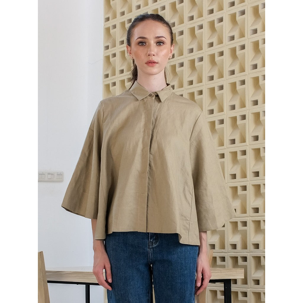 Asiro Kyo Linen Blouse Kemeja Atasan Wanita