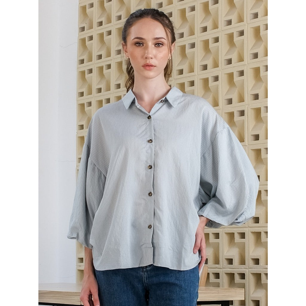 Asiro Zee Blouse Stripe Kemeja Polycotton Atasan Wanita