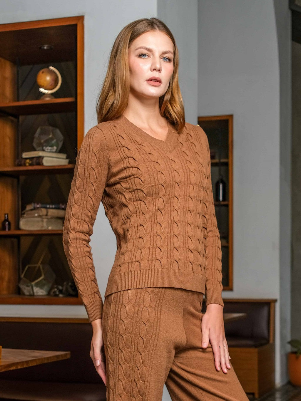 Asiro Nerva Blouse Knitted Kei Pants Knitted Set Wanita