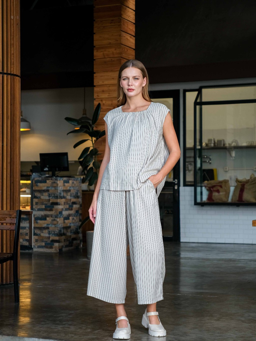 Asiro Briza Set Linen Setelan Wanita Stripe