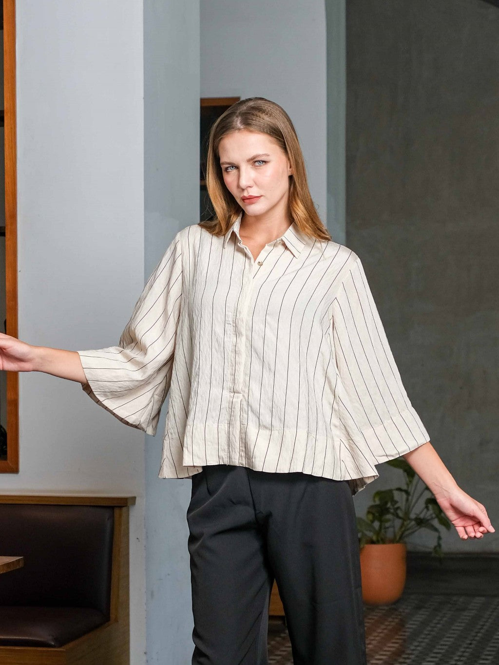 Asiro Kyo Linen Blouse Kemeja Atasan Wanita