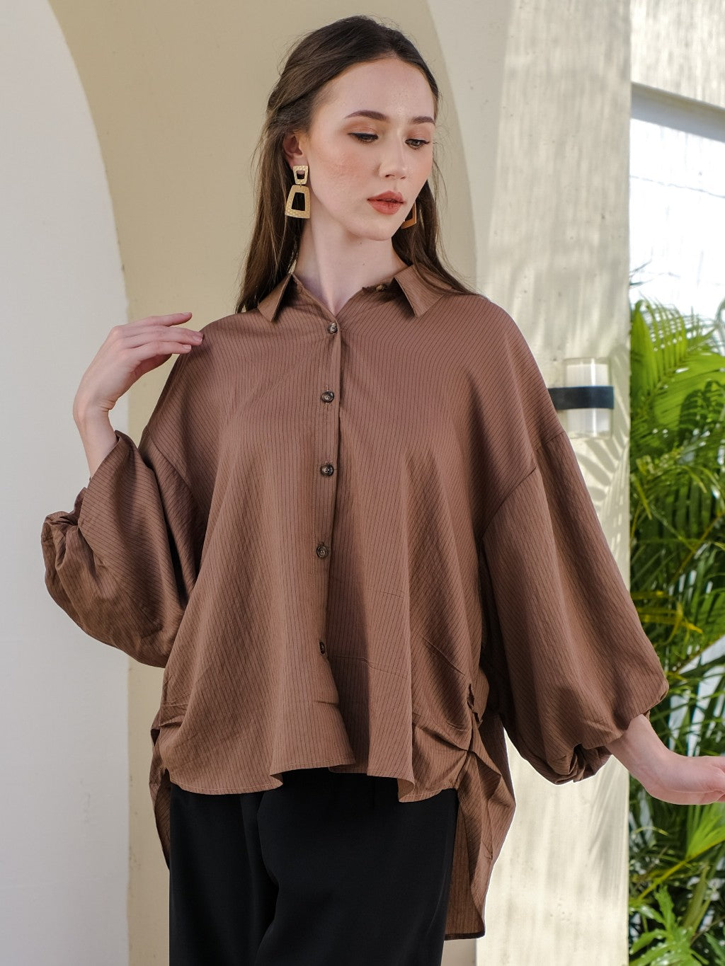 Asiro Zee Blouse Stripe Kemeja Polycotton Atasan Wanita