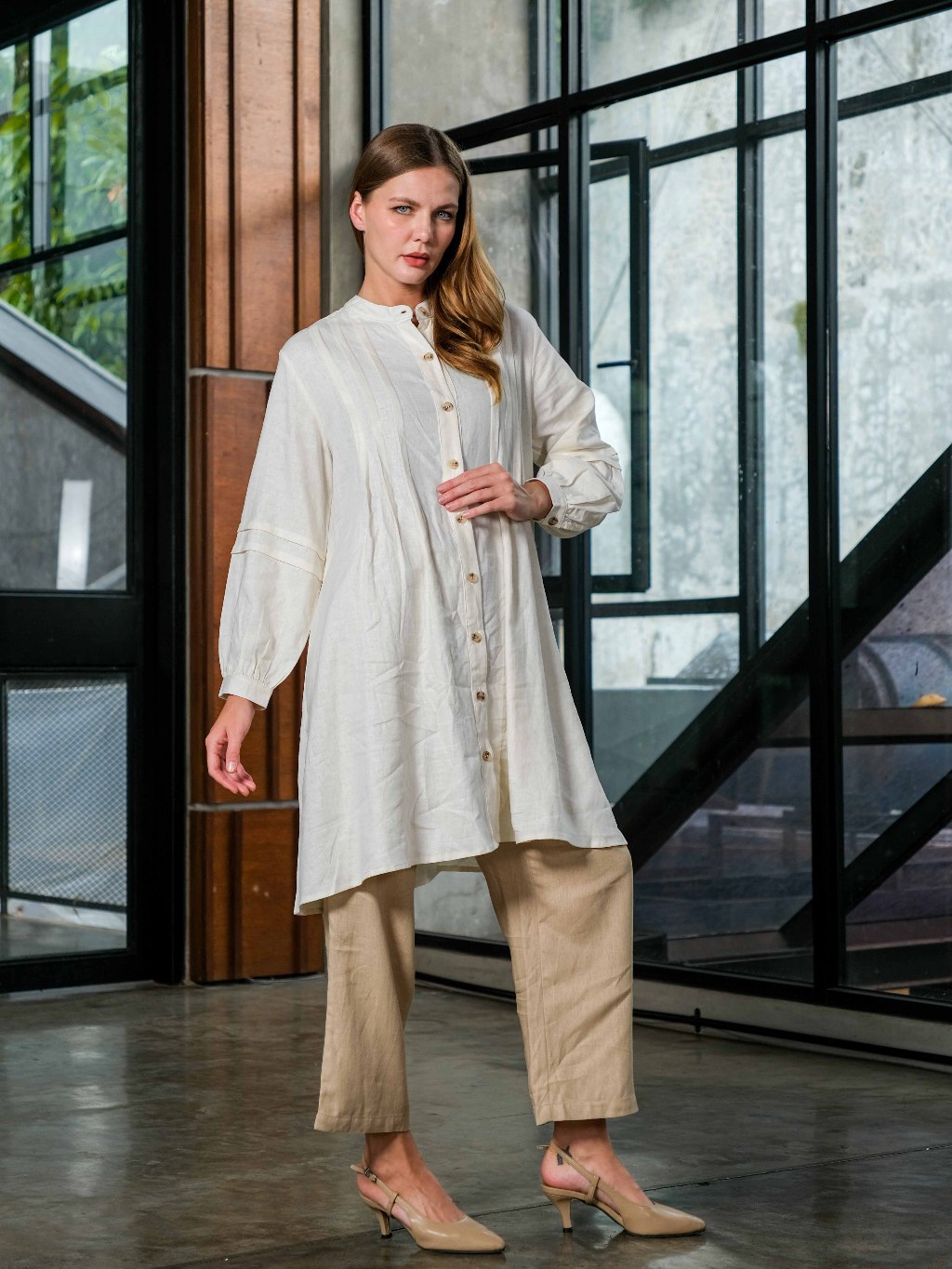 Asiro Poppy Top Blouse Linen Pakaian Atasan Wanita
