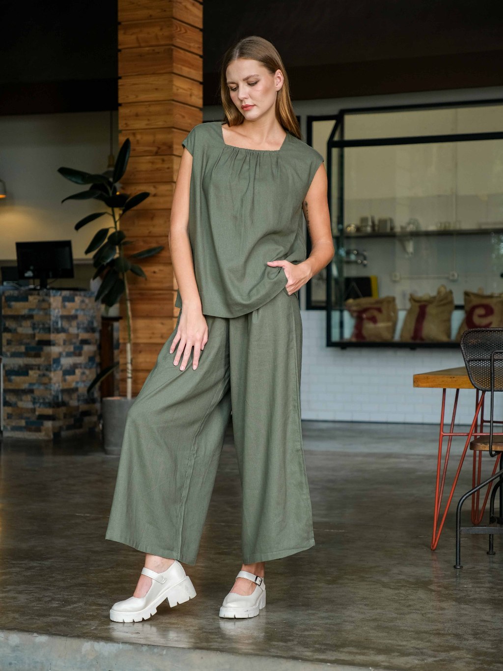 Asiro Briza Set Linen Setelan Wanita Stripe