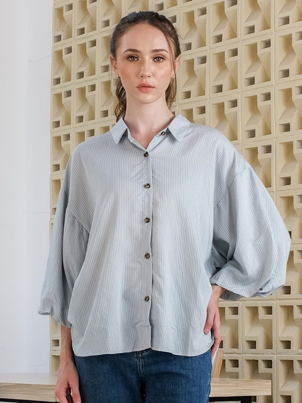Asiro Zee Blouse Stripe Kemeja Polycotton Atasan Wanita