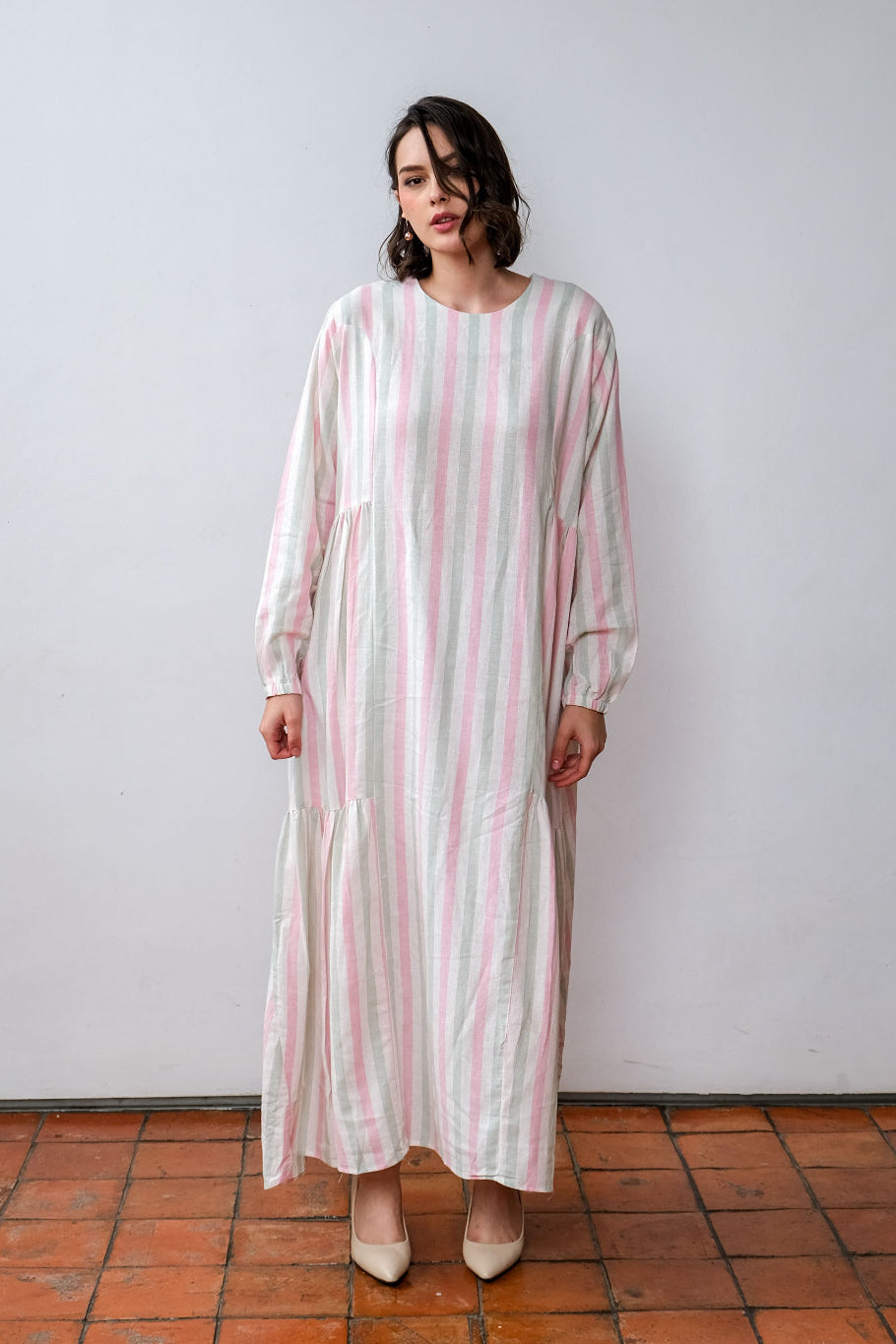 Asiro Afifa Linen Dress Gaun Gamis Panjang Wanita Gamis Session Ramadhan Baju Lebaran 2026 Kaftan Bukber Terbaru Abaya Polos