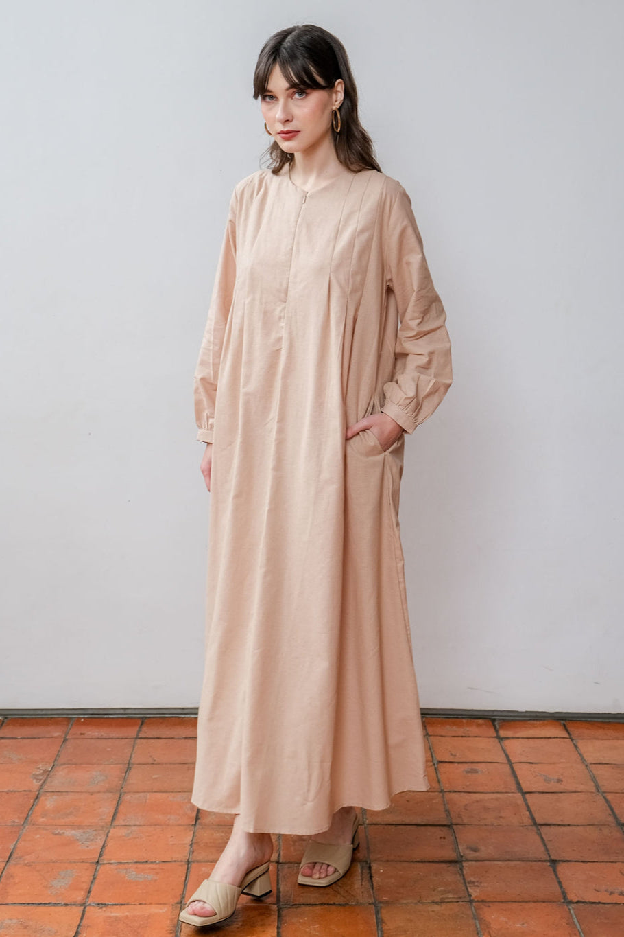 Asiro Naula Linen Dress Gaun Gamis Panjang Wanita Gamis Session Ramadhan Baju Lebaran 2026 Kaftan Bukber Terbaru Abaya Polos