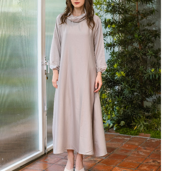 Asiro Quella Cotton Flowy Dress Gamis Session Ramadhan Baju Lebaran 2026 Gamis Panjang Wanita Gamis Polos Gamis Kaftan Dress Wanita Pakaian Muslim Baju Bukber Gamis Terbaru