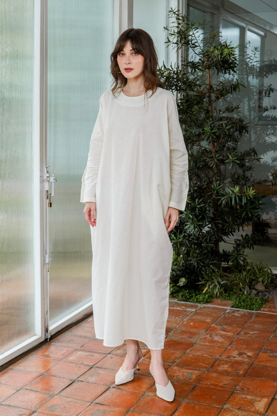 Asiro Ermina Linen Dress Gaun Gamis Panjang Wanita Gamis Session Ramadhan Baju Lebaran 2026 Kaftan Bukber Terbaru Abaya Polos