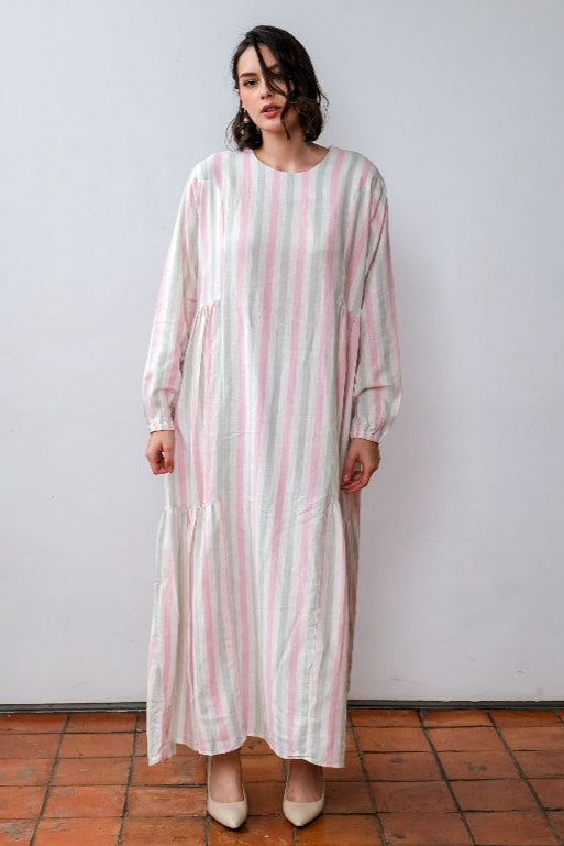 Asiro Afifa Linen Dress Gaun Gamis Panjang Wanita Gamis Session Ramadhan Baju Lebaran 2026 Kaftan Bukber Terbaru Abaya Polos