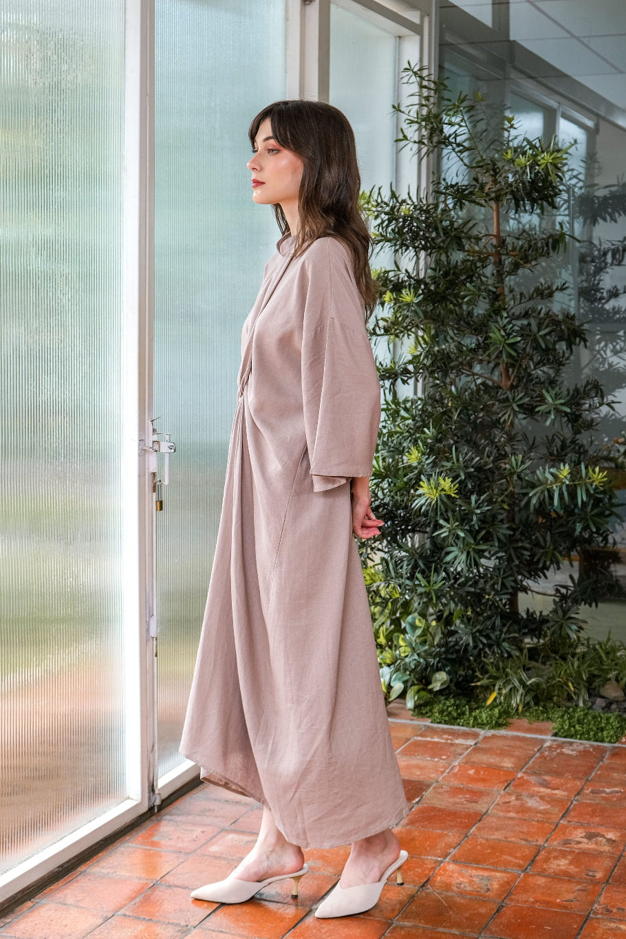 Asiro Jauza Linen Dress Gamis Panjang Wanita Gamis Session Ramadhan Baju Lebaran 2026 Kaftan Bukber Terbaru Abaya Polos