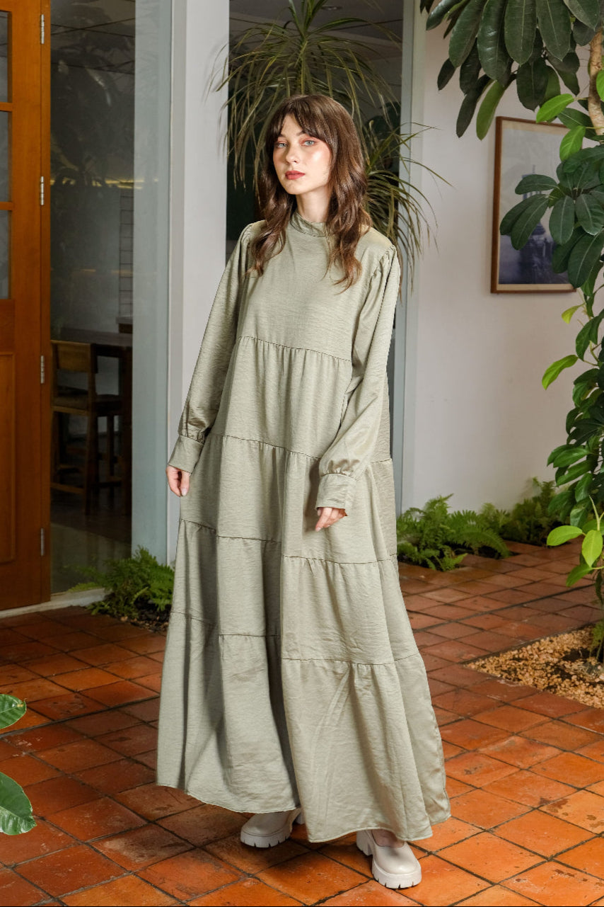 Asiro Racela Cotton Flowy Dress Gaun Gamis Panjang Lembut Katun Wanita Gamis Session Ramadhan Baju Lebaran 2026 Kaftan Bukber Terbaru Abaya Polos