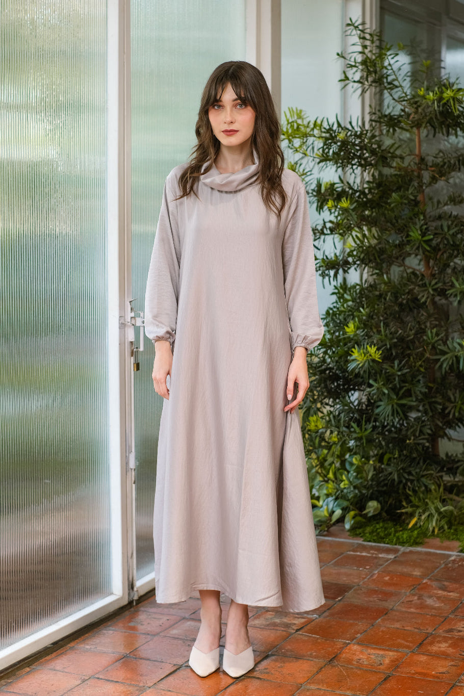 Asiro Quella Cotton Flowy Dress Gamis Session Ramadhan Baju Lebaran 2026 Gamis Panjang Wanita Gamis Polos Gamis Kaftan Dress Wanita Pakaian Muslim Baju Bukber Gamis Terbaru