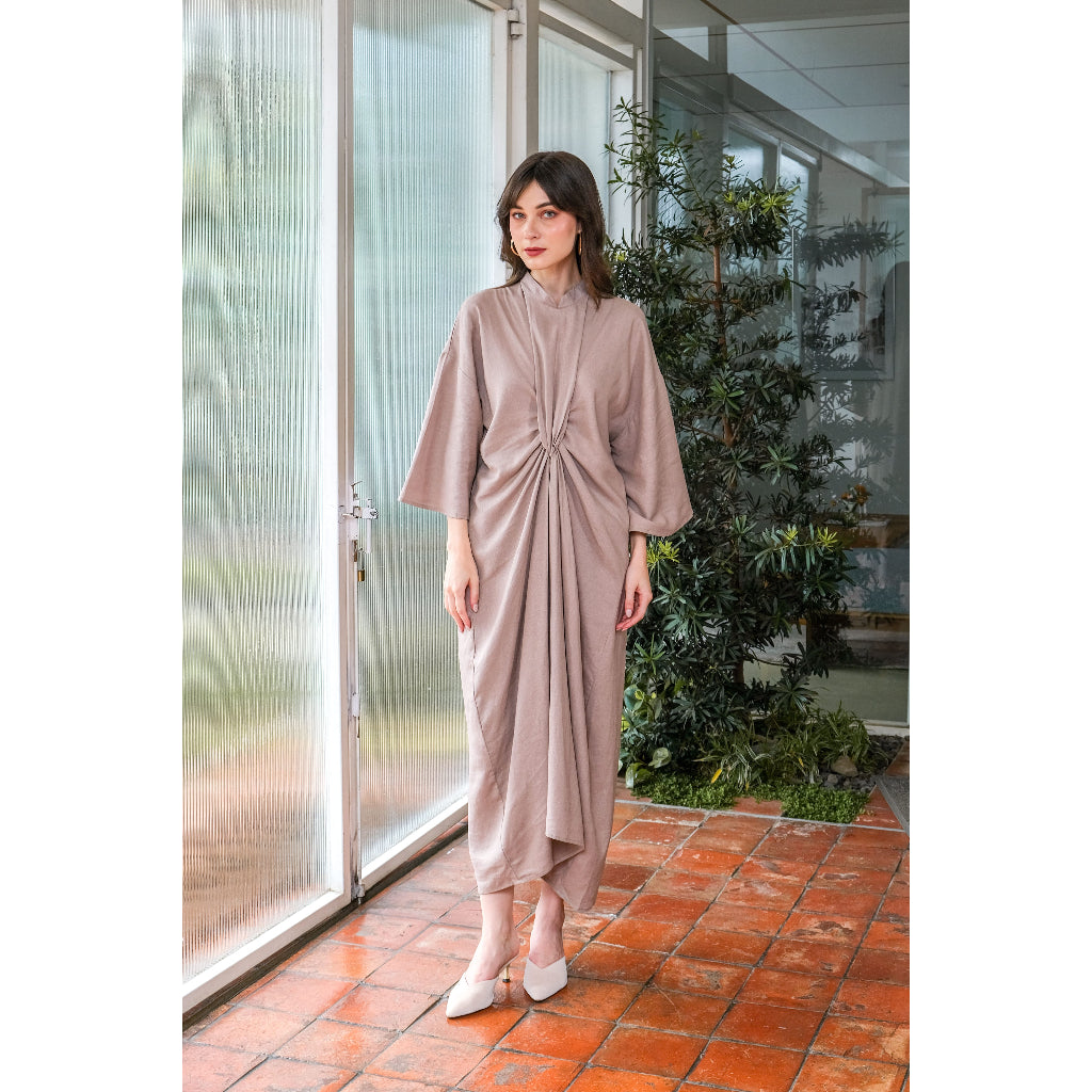 Asiro Jauza Linen Dress Gamis Panjang Wanita Gamis Session Ramadhan Baju Lebaran 2026 Kaftan Bukber Terbaru Abaya Polos