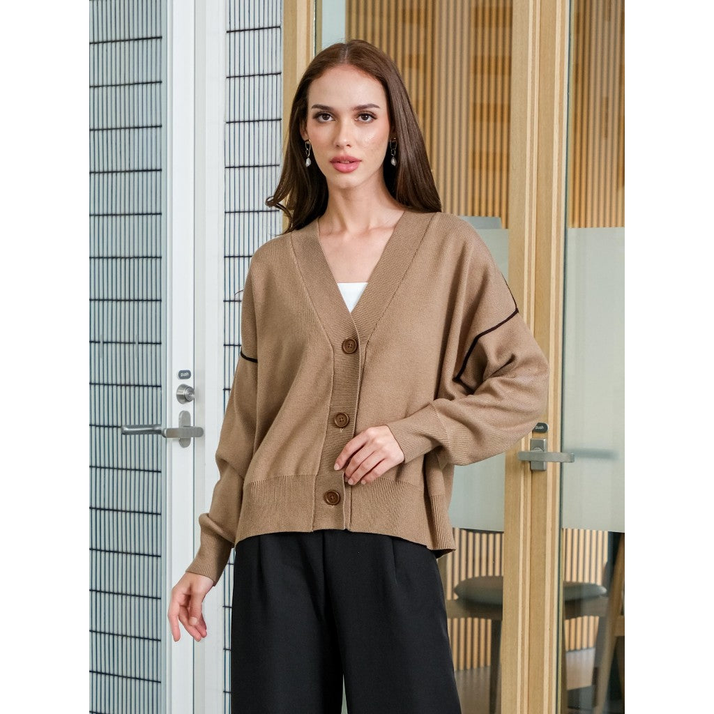 Asiro Cava Knitted Outerwear Cardigan Rajut Lengan Panjang Wanita