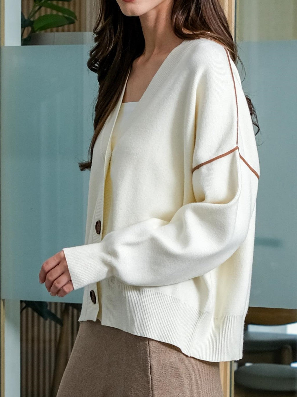 Asiro Cava Knitted Outerwear Cardigan Rajut Lengan Panjang Wanita