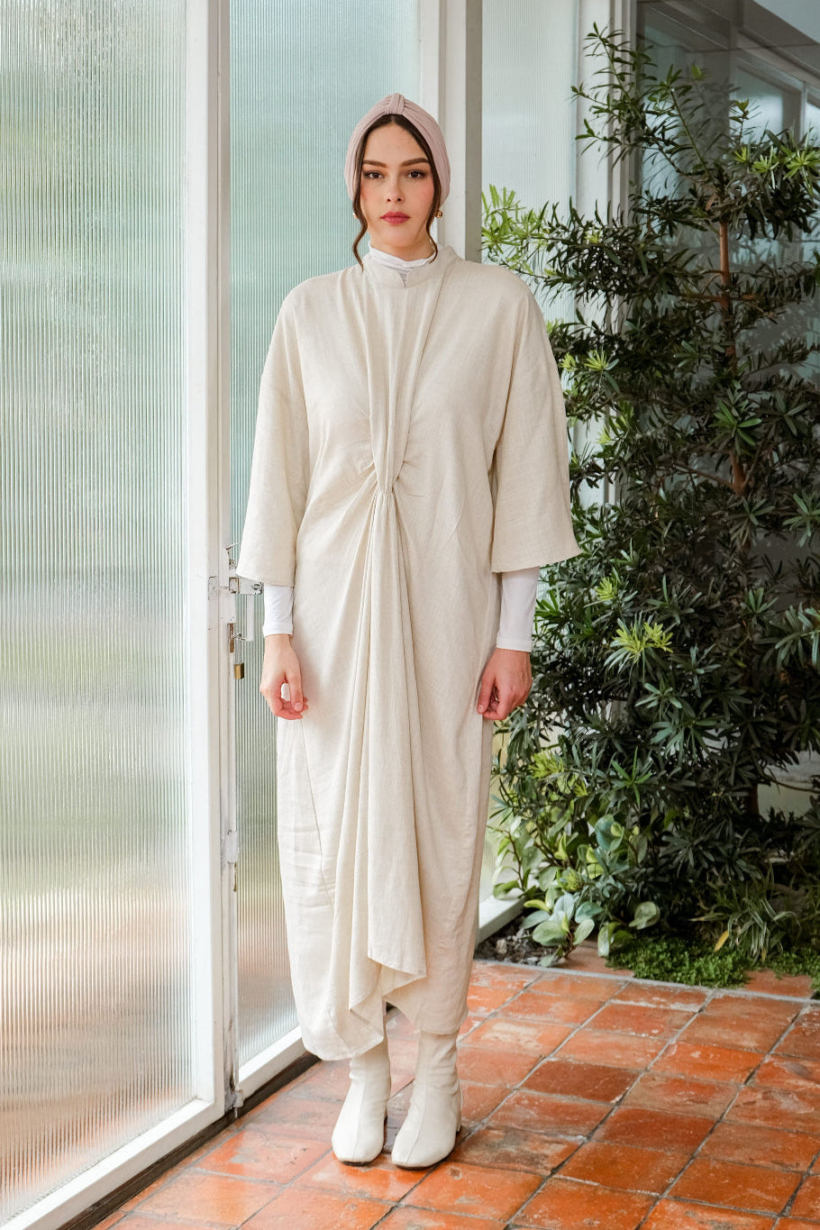 Asiro Jauza Linen Dress Gamis Panjang Wanita Gamis Session Ramadhan Baju Lebaran 2026 Kaftan Bukber Terbaru Abaya Polos