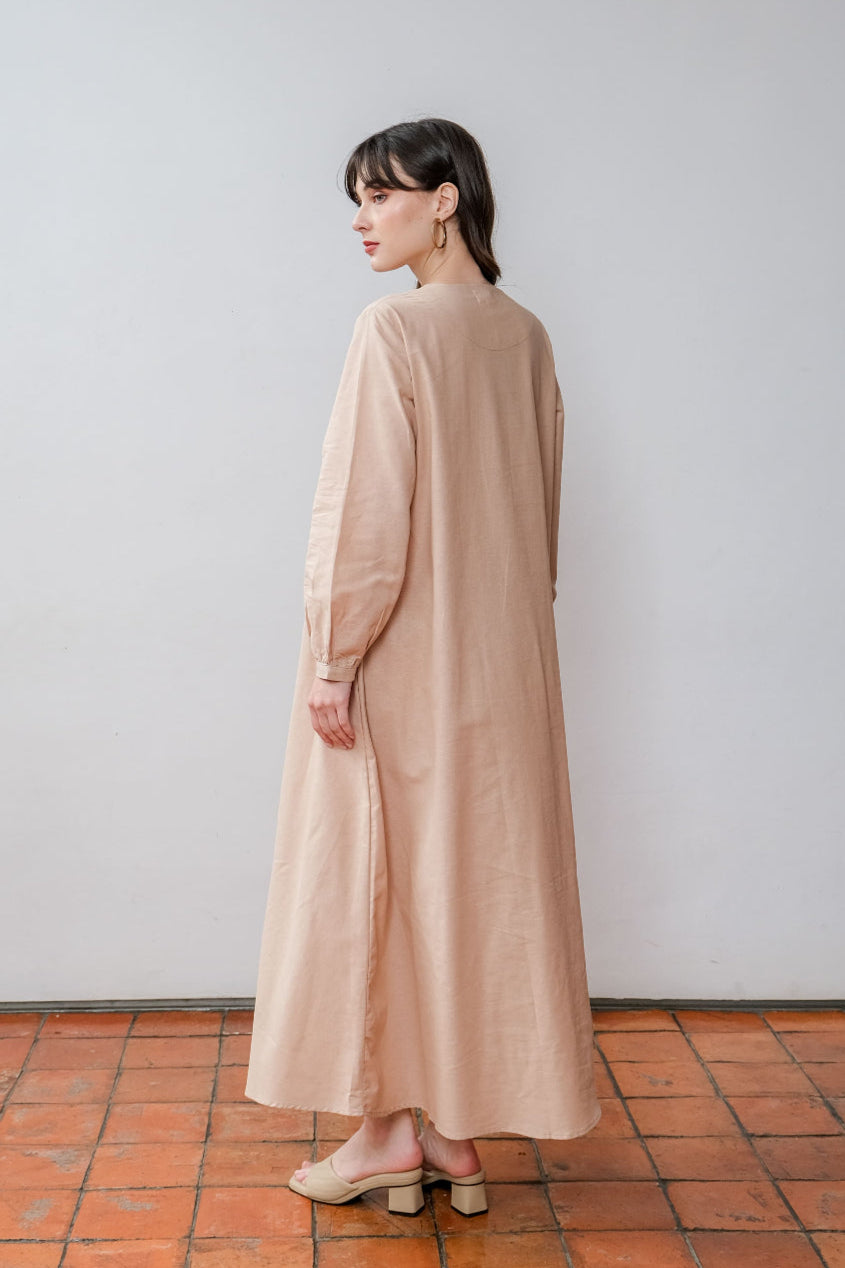 Asiro Naula Linen Dress Gaun Gamis Panjang Wanita Gamis Session Ramadhan Baju Lebaran 2026 Kaftan Bukber Terbaru Abaya Polos