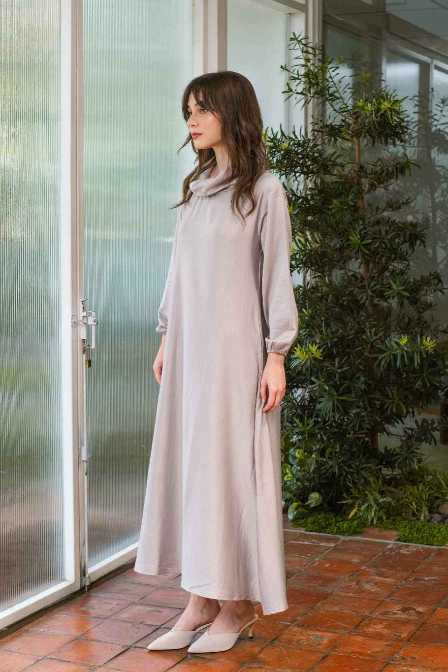 Asiro Quella Cotton Flowy Dress Gamis Session Ramadhan Baju Lebaran 2026 Gamis Panjang Wanita Gamis Polos Gamis Kaftan Dress Wanita Pakaian Muslim Baju Bukber Gamis Terbaru