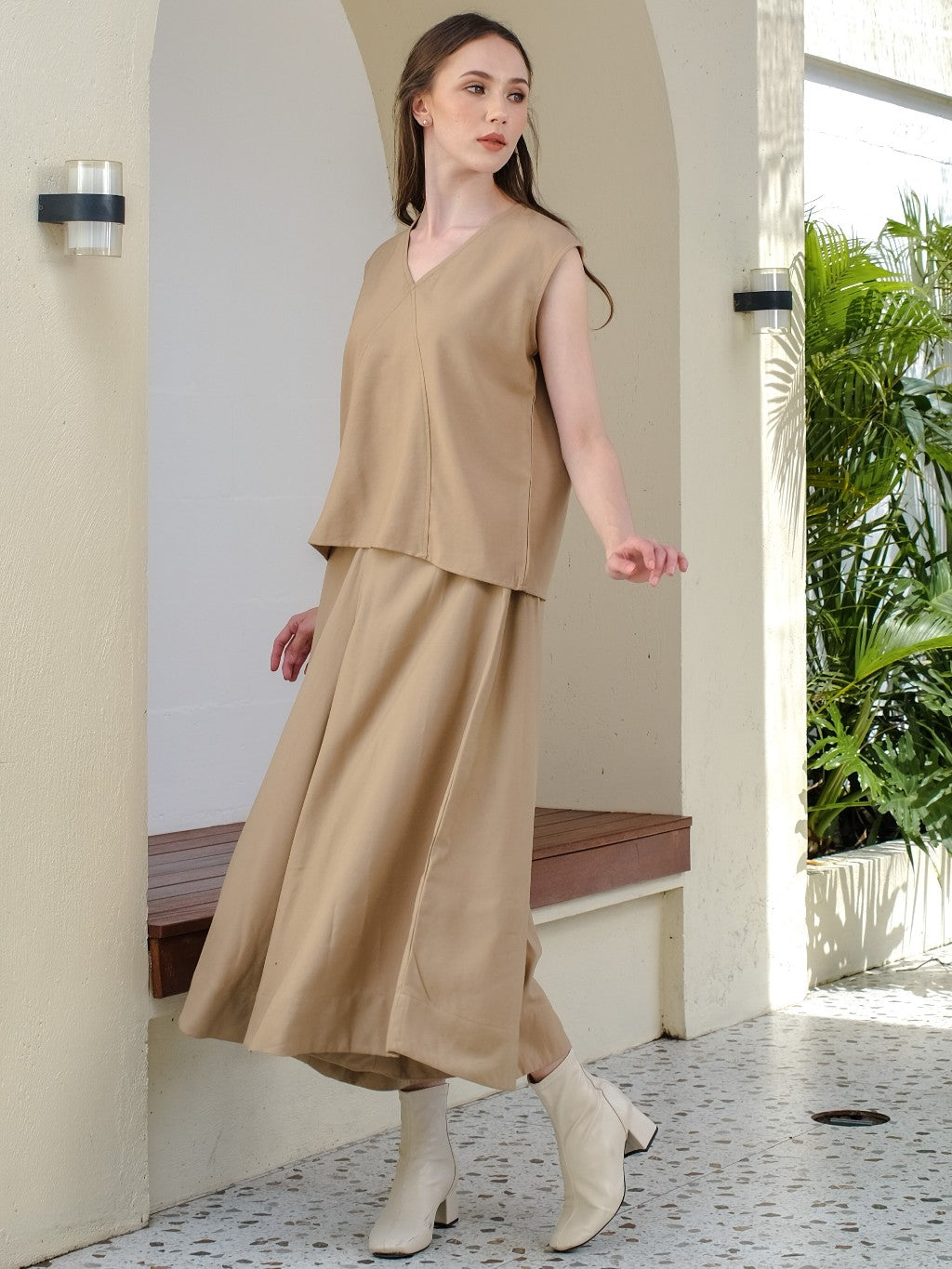 Asiro Indie One Set Linen Setelan Wanita Tanpa Lengan