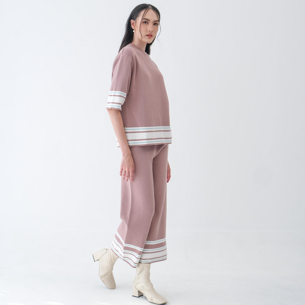 Asiro Helma Knitted Blouse Jemy Knitted Pants Sets Wanita
