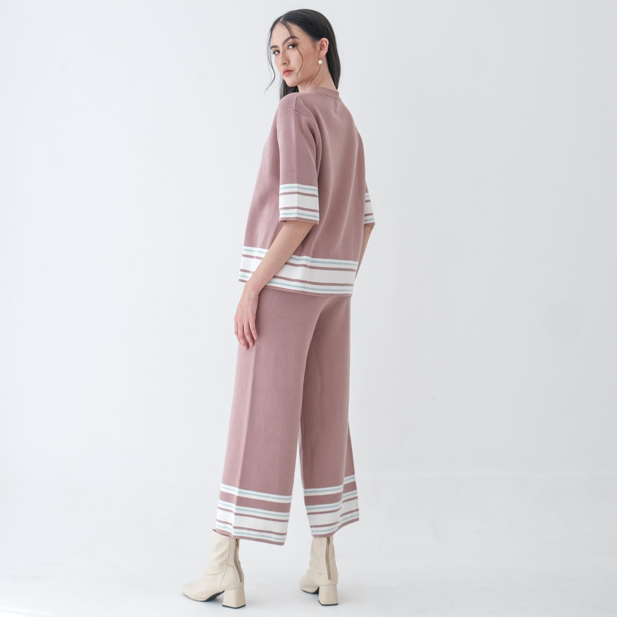 Asiro Helma Knitted Blouse Jemy Knitted Pants Sets Wanita