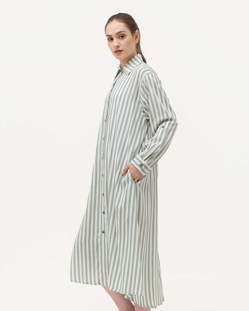Krysta Linen Dress Green