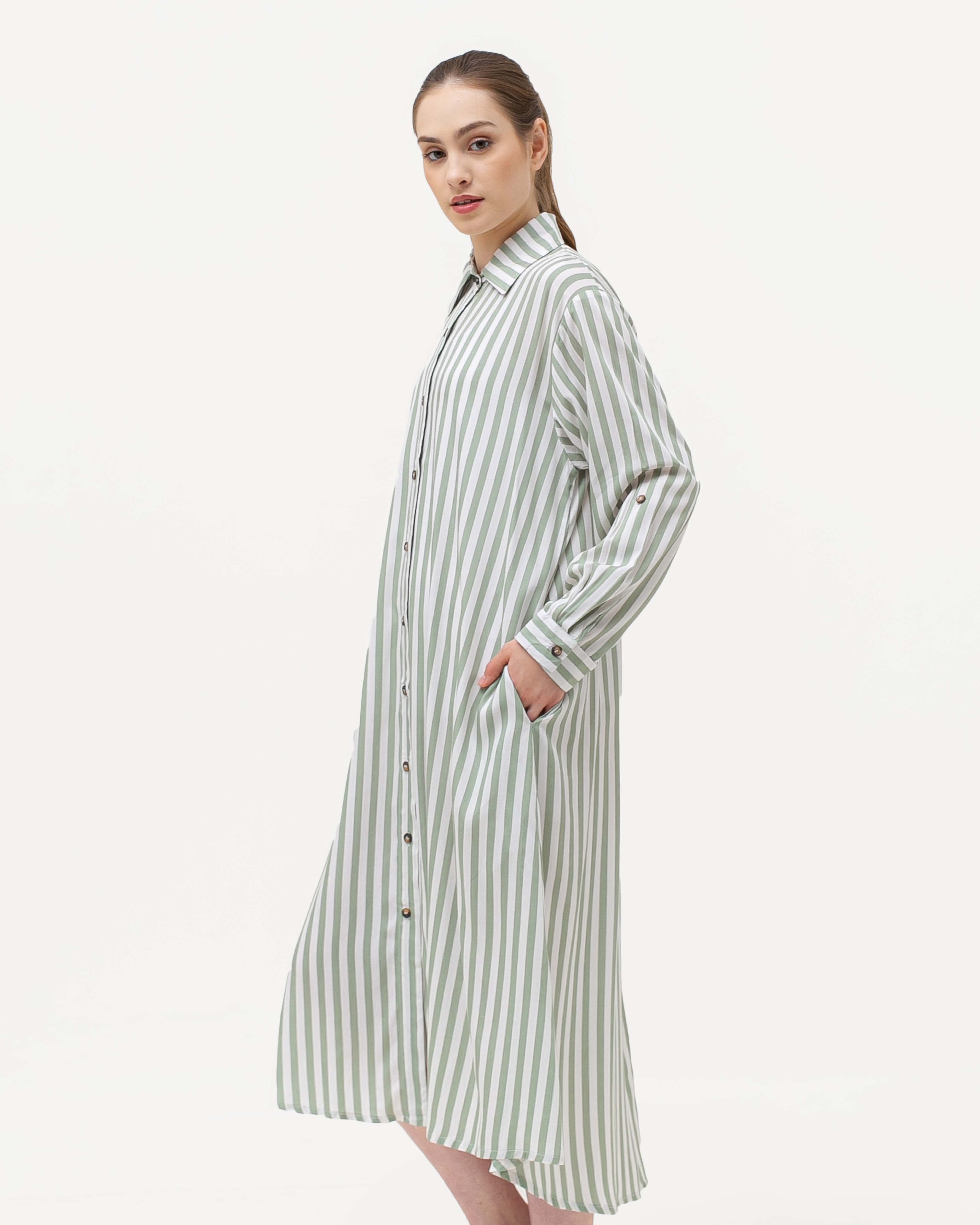 Krysta Linen Dress Green